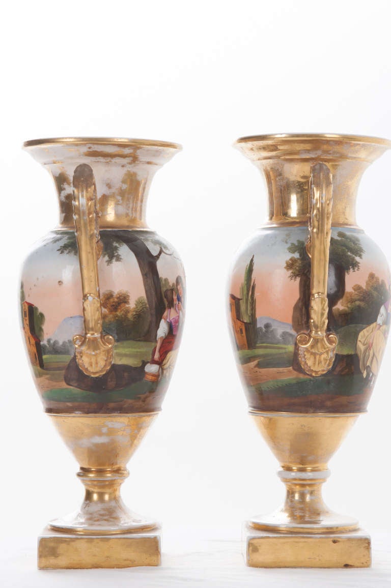 French 19th Century Empire Pair of Porcelain Urns 4