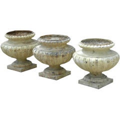 French Painted Metal Urn Planters