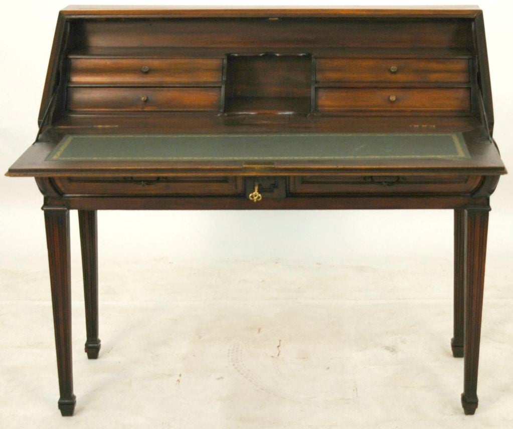 French 19th Century Walnut Drop Front Desk