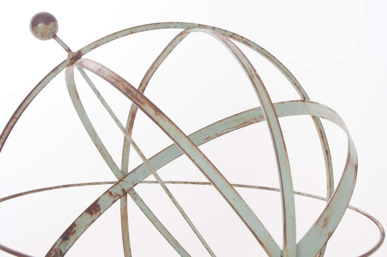 English Metal Armillary Sphere on Stone Pedestal In Good Condition In Baton Rouge, LA