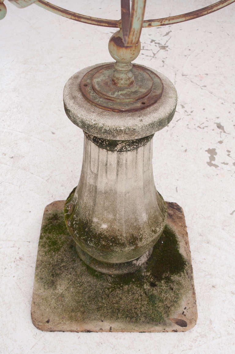 English Metal Armillary Sphere on Stone Pedestal 3