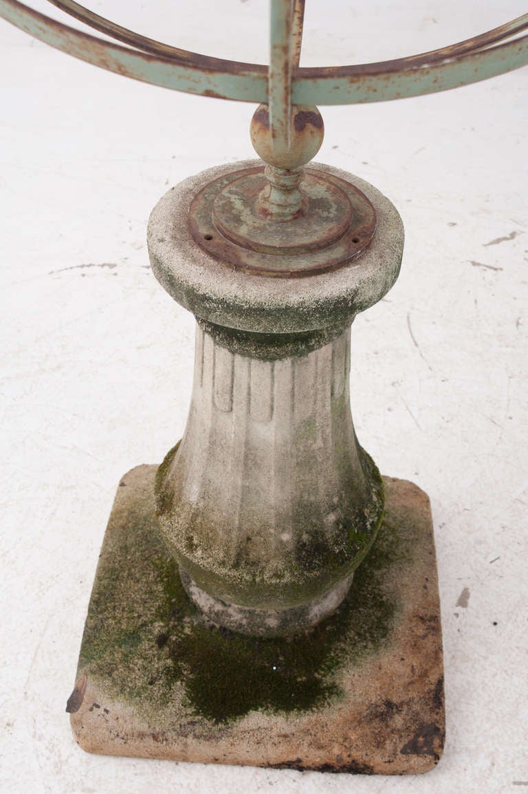 English Metal Armillary Sphere on Stone Pedestal 4