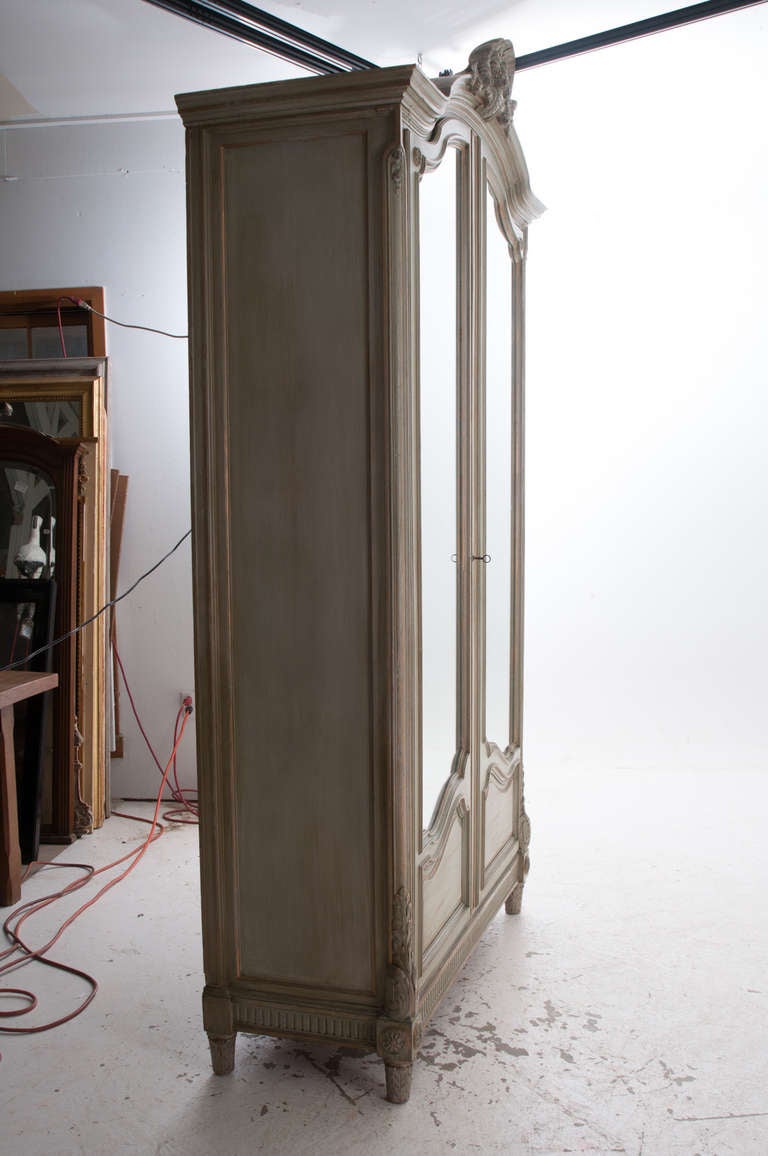 French 19th Century Painted Transitional Armoire 1