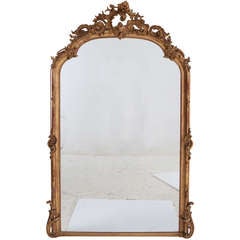 French 19th Century Rococo Carved & Gold Gilt Mirror