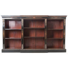 French 19th Century Ebony Breakfront Bookcase