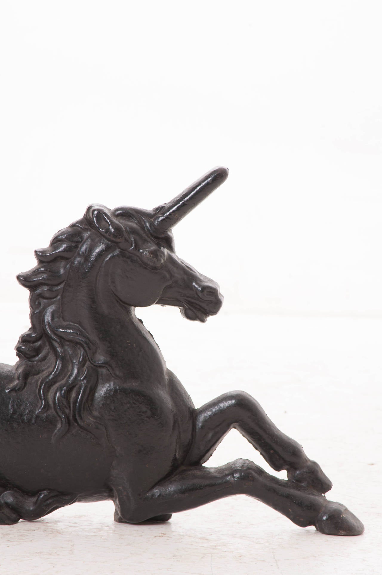 French Vintage Cast Iron Unicorn In Excellent Condition In Baton Rouge, LA