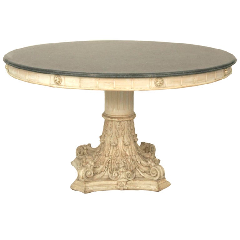 19th Century Round Marble Top Table with Corinthian Column Base at 1stDibs