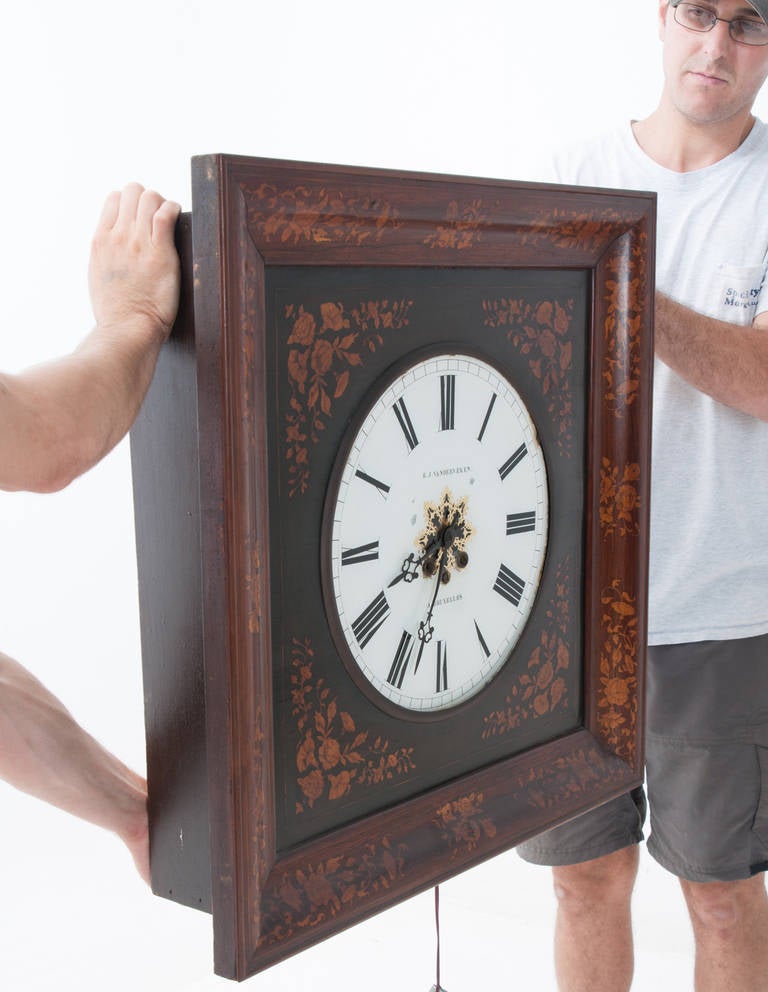 Belgian 19th Century Inlay Wall Clock by B.J. Vanderveken 1