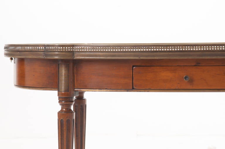 French Louis XVI Style Marble-Top and Walnut Coffee Table 3