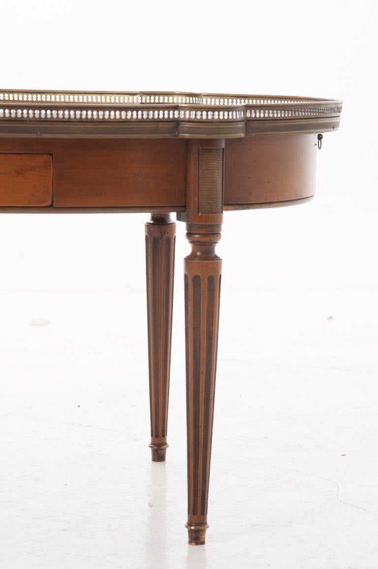 French Louis XVI Style Marble-Top and Walnut Coffee Table 5