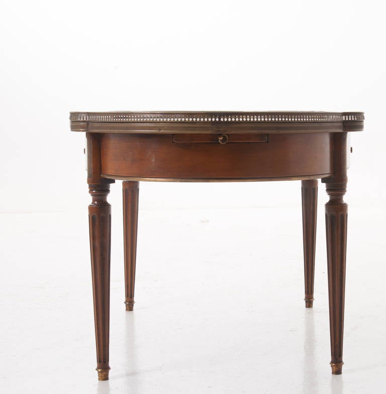 French Louis XVI Style Marble-Top and Walnut Coffee Table 4
