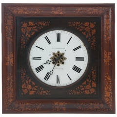 Belgian 19th Century Inlay Wall Clock by B.J. Vanderveken