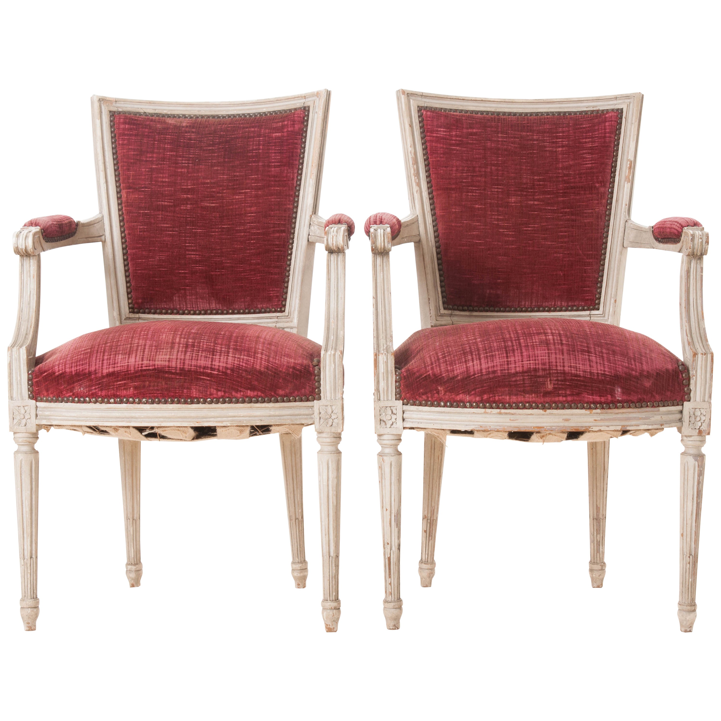 Pair of French 20th Century Louis XVI Style Armchairs