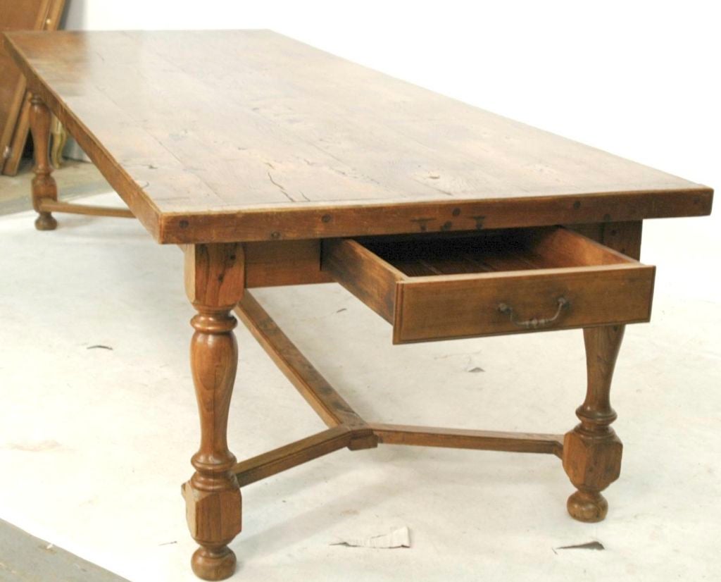 English 20th Century 10 Foot Chestnut Dining Table at 1stdibs