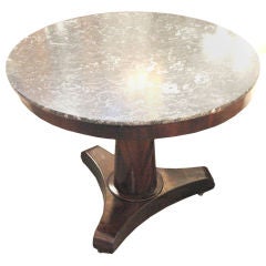 19th Century French Round Mahogany Table with Marble Top