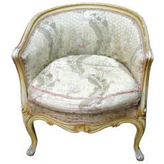 19th Century French Louis XV Style Painted Low Back Bergere