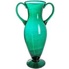 French 1940s Emerald Vintage Glass Vase