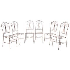 Set of Six English Iron Garden Chairs