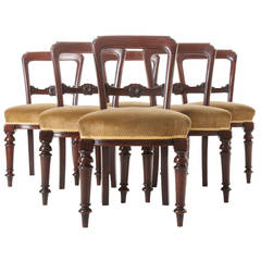 Antique Set of Six English Victorian Mahogany Dining Chairs