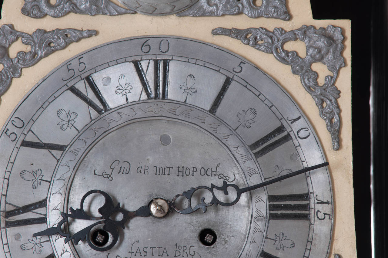 Etched Swedish 18th Century Painted Case Clock
