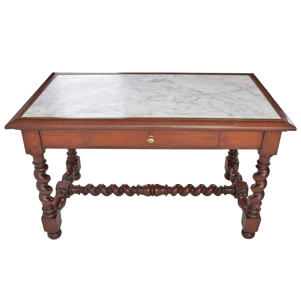 French 19th Century Marble Top Pastry Table