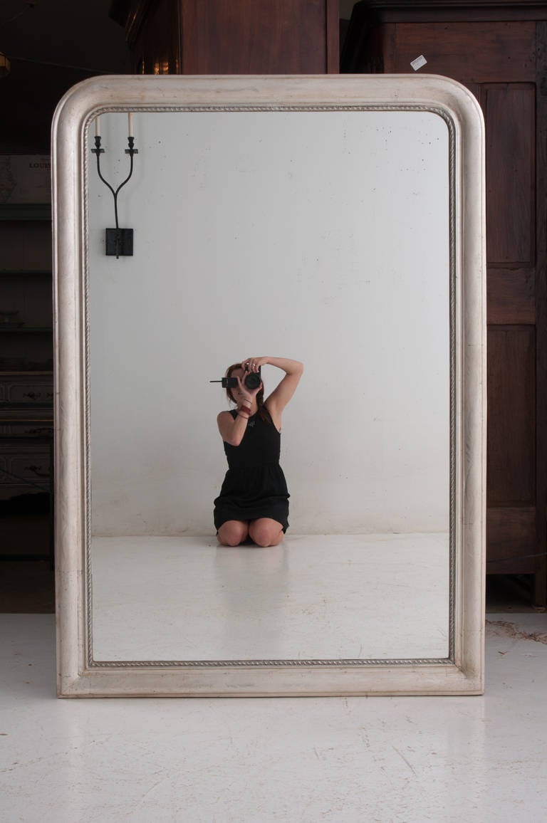 French 19th Century Louis Philippe Silver Gilt Mirror