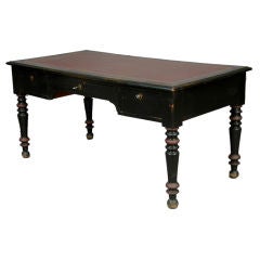 19th Century French Painted Leather Top Desk