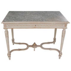 French 19th Century, Louis XVI Style Painted and Gilt Marble-Top Desk