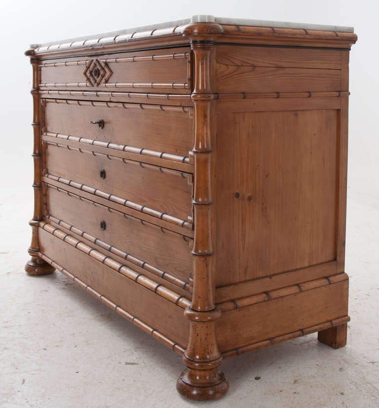 English 19th Century Faux Bamboo & Marble Chest 1