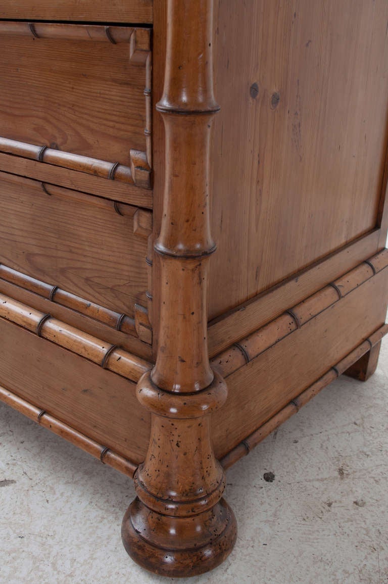 English 19th Century Faux Bamboo & Marble Chest 2