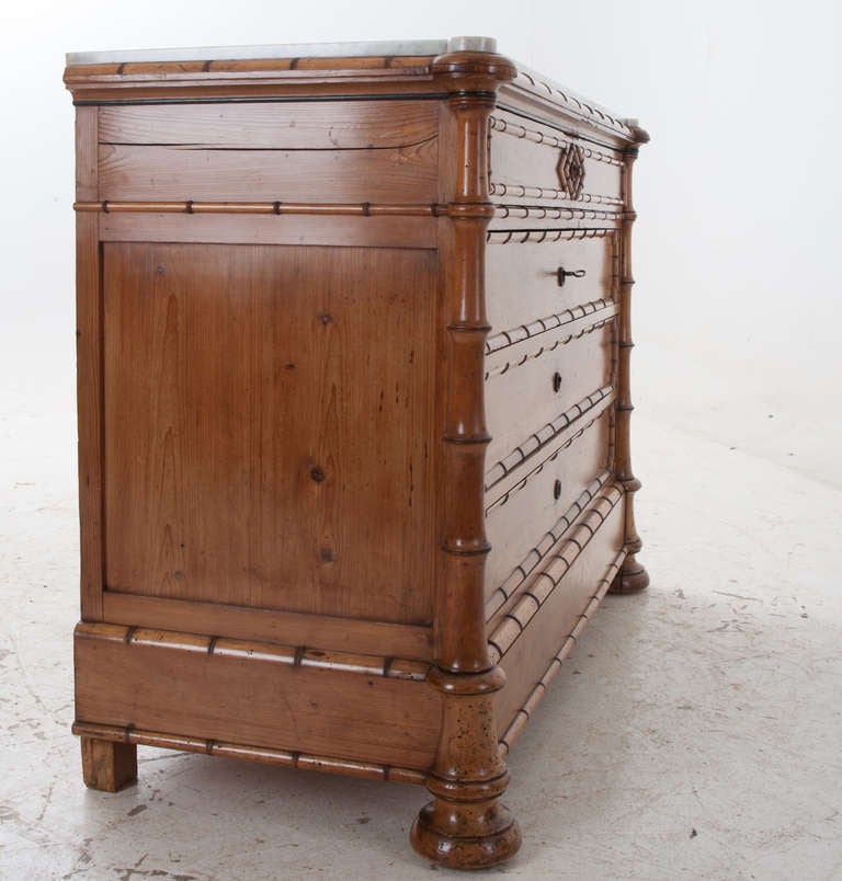English 19th Century Faux Bamboo & Marble Chest 4