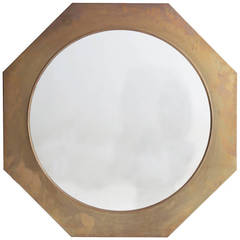 French 1940s Brass Hexagon Mirror