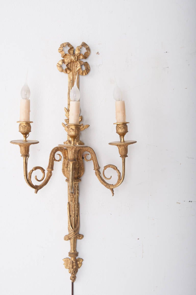 French 19th Century Louis XV Brass Sconces 5