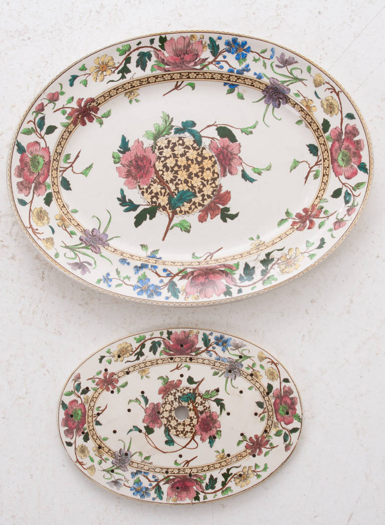 English 19th Century Doulton Burslem Meat Platter with Drainer 1