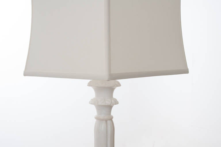 French Classical White Marble Column Lamp