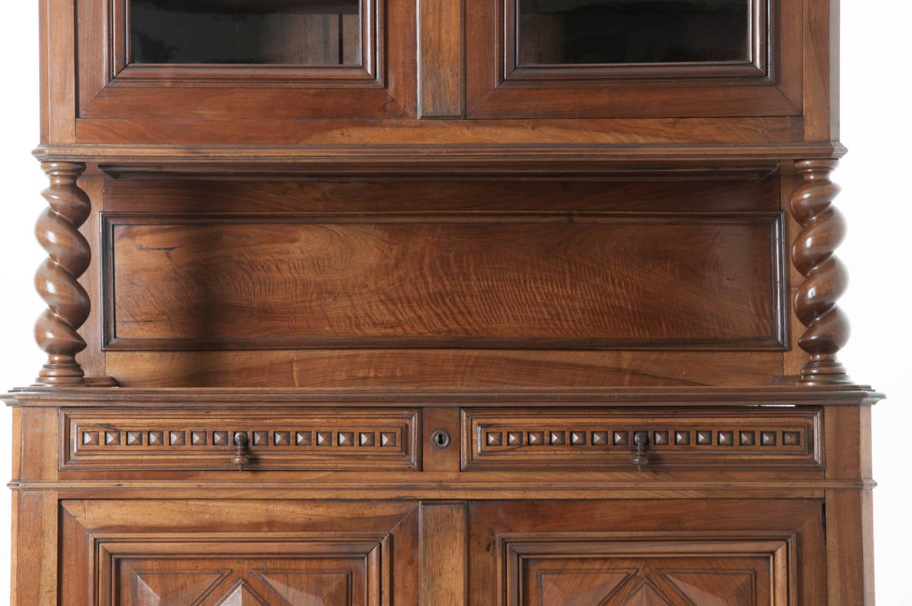 Hand-Carved French Walnut Buffet A Deux Corps