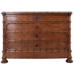 English 19th Century Faux Bamboo & Marble Chest