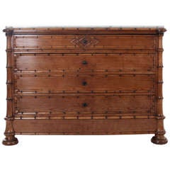 English 19th Century Faux Bamboo & Marble Chest