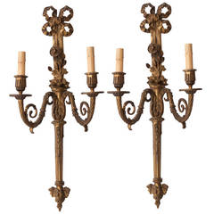 Antique French 19th Century Louis XV Brass Sconces