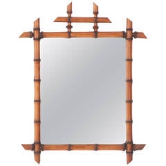 English Pine Faux Bamboo Mirror