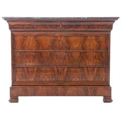 French 19th Century Louis Philippe Walnut & Marble Commode