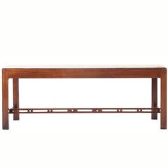 Antique English Mahogany Bench with Upholstered Seat