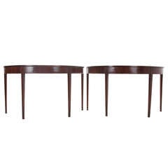 English Pair of 19th Century Demilune Console Tables