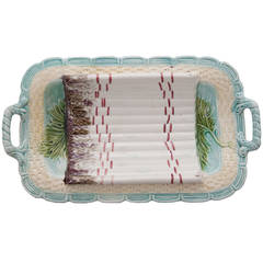 French 19th Century Barbotine Asparagus Dish 5