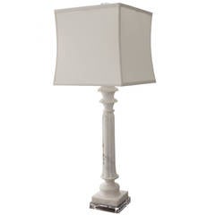 French Classical White Marble Column Lamp