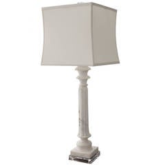 French Classical White Marble Column Lamp