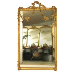 French Gilt 19th Century Floral Swag Mirror