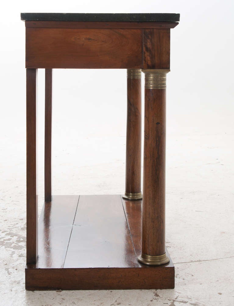 French 19th Century Walnut & Marble Empire Console