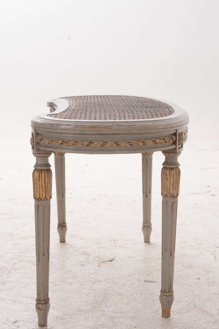 French 19th Century Louis XVI Painted & Gilt Bench 2