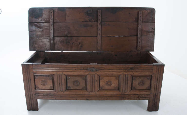 18th Century Spanish, Large Carved Oak Coffer
